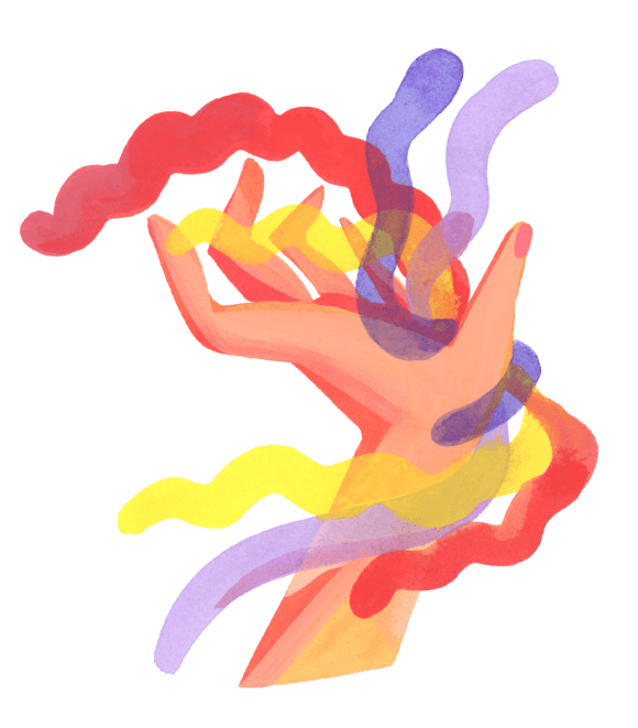 Colorful painting of a hand